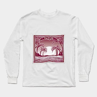 Tropical Sunset Serenity - Vintage Hawaiian Art No. 829 Long Sleeve T-Shirt